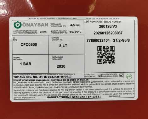 ET10034 Расширительный бак 8л д389 в80 1/2,  Onaysan