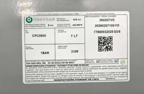 ET10005 Расширительный бак 8л д391,5 в72,5 3/8,  Onaysan