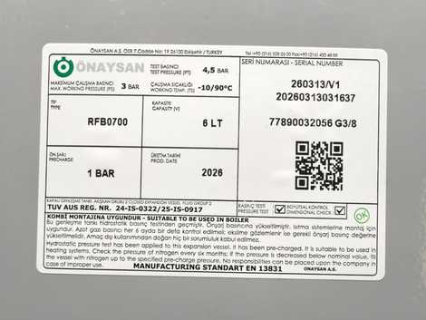 ET10008 Расширительный бак 6л д493 ш203 в70 3/8,  Onaysan