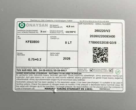 ET10009 Расширительный бак 8л д341 ш300 в94 3/8,  Onaysan